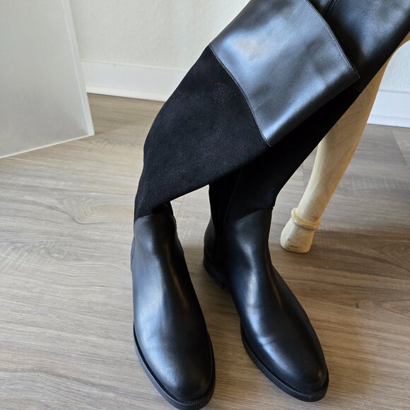 Aquatalia Shoes - Aquatalia Regina Knee High Boots Black Leather Suede Size 8